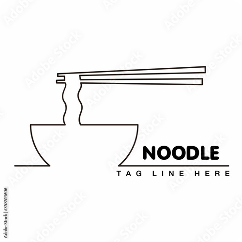 Noodles , noodle logo , noodle restaurant and food logo , food Line , Vector illustration.