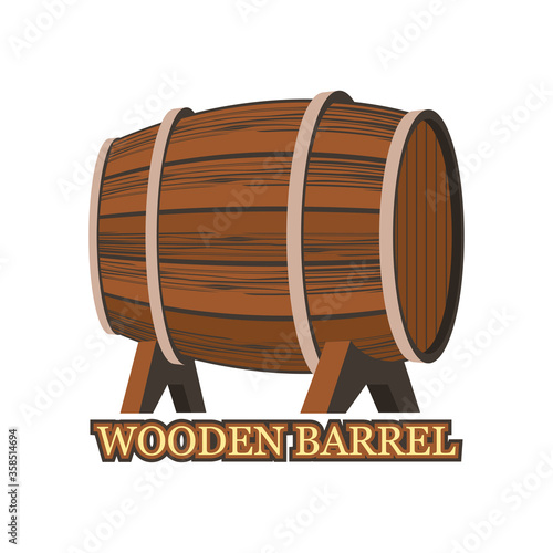 wooden barrel isolated on white background. vector illustration
