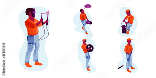 Vector illustration mechanic character 