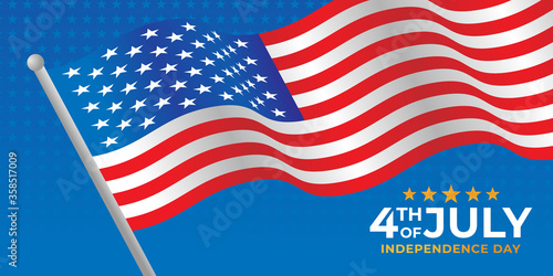 Fourth of July Independence Day of United States of America Banner Background Vector illustration. Independence Day of United States of America 4th of July with American Flag vector design.