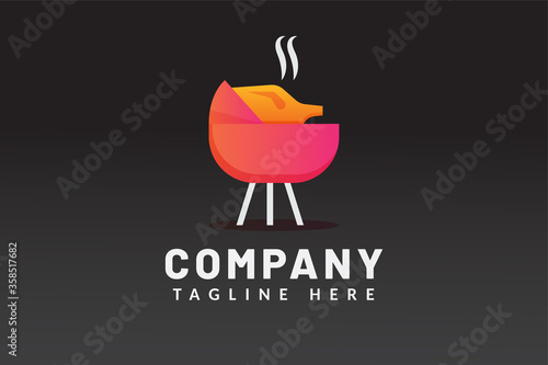 Isolated logo food illustration for restaurant with simple and elegant color