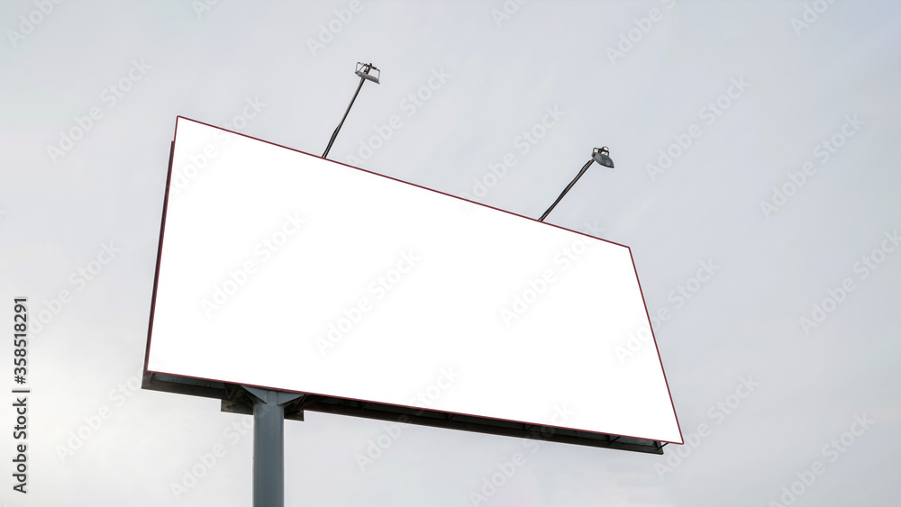 blank advertising board with space for design lamps and metal poles in city street blank advertising board with space for design lamps and metal poles in city street