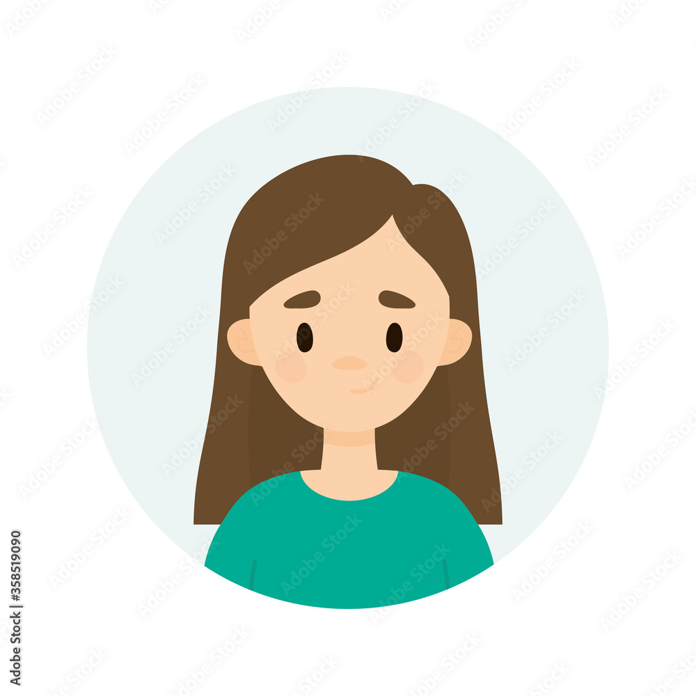 Happy girl on a white background. Avatar of a young woman. Happy girl on a white background. Avatar of a young woman.
