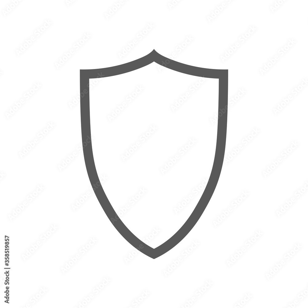 Vector shield contour icon isolated on white Vector shield contour icon isolated on white