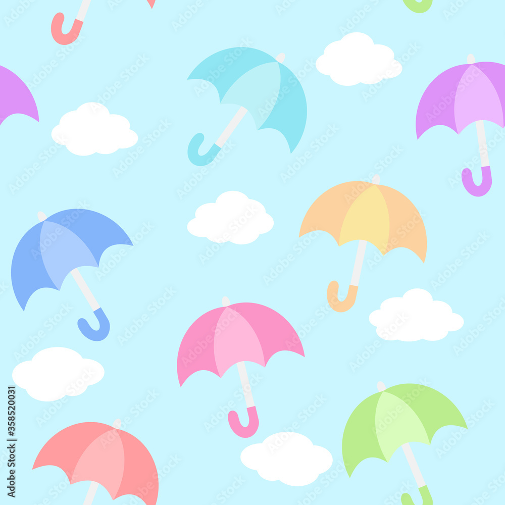 傘　シームレスパターン　雲