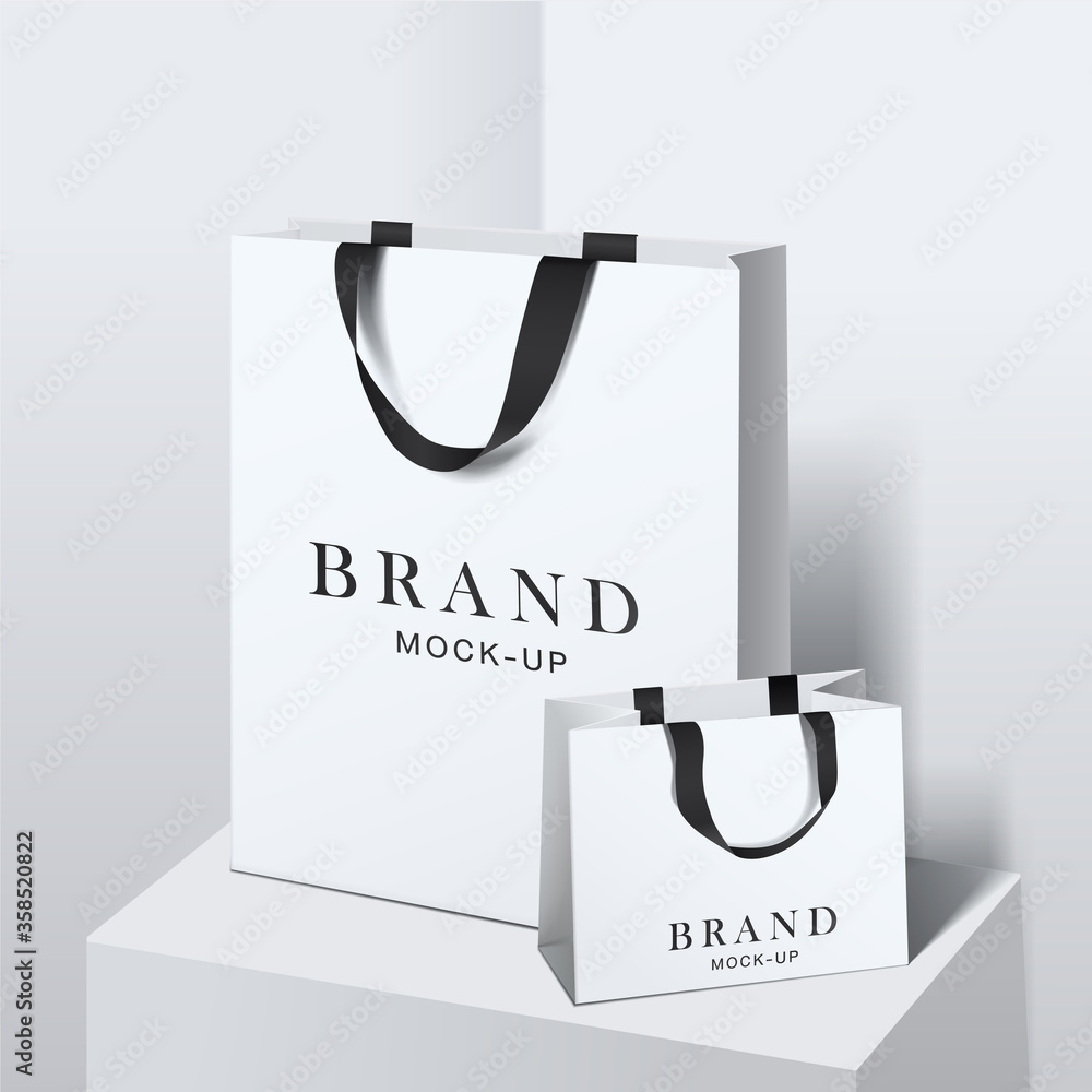 Two Preview Photos of Paper Shopping Bag Mockup (FREE) - Resource Boy