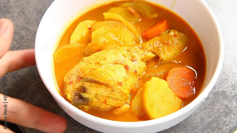 massaman curry with chicken, out door Chiangmai Thailand massaman curry with chicken, out door Chiangmai Thailand
