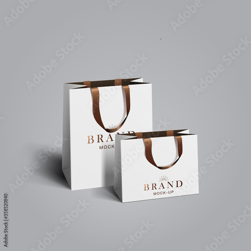 Shopping bag mockup. white blank paper bags. shopping product package for corporate brand template.