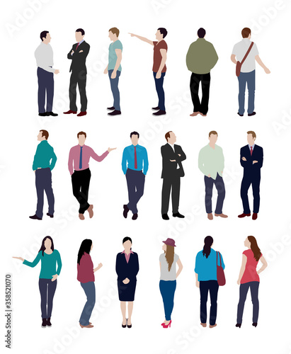 Faceless standing people vector illustration set