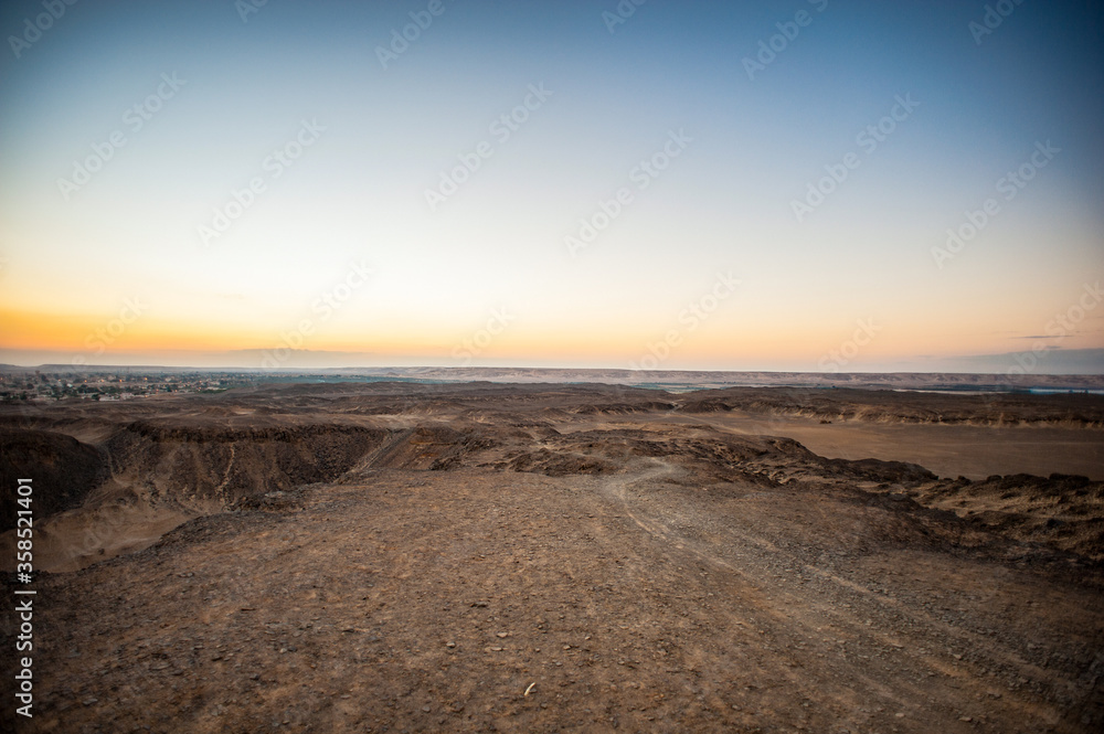 It's Nature on the sunset near the Bahariya Oasis in the Sahara Desert in Egypt