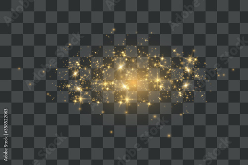 The dust sparks and golden stars shine with special light.