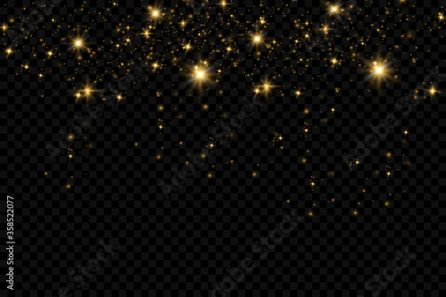 The dust sparks and golden stars shine with special light.