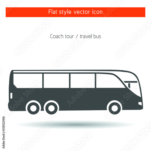 Travel bus flat style icon,isolated,vector,illustration.