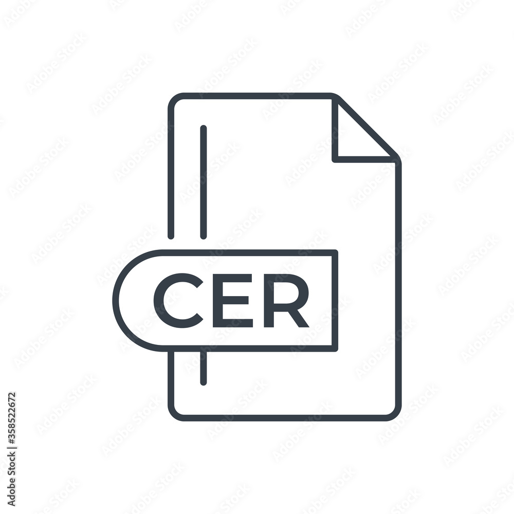 CER File Format Icon. CER extension line icon. CER File Format Icon. CER extension line icon.