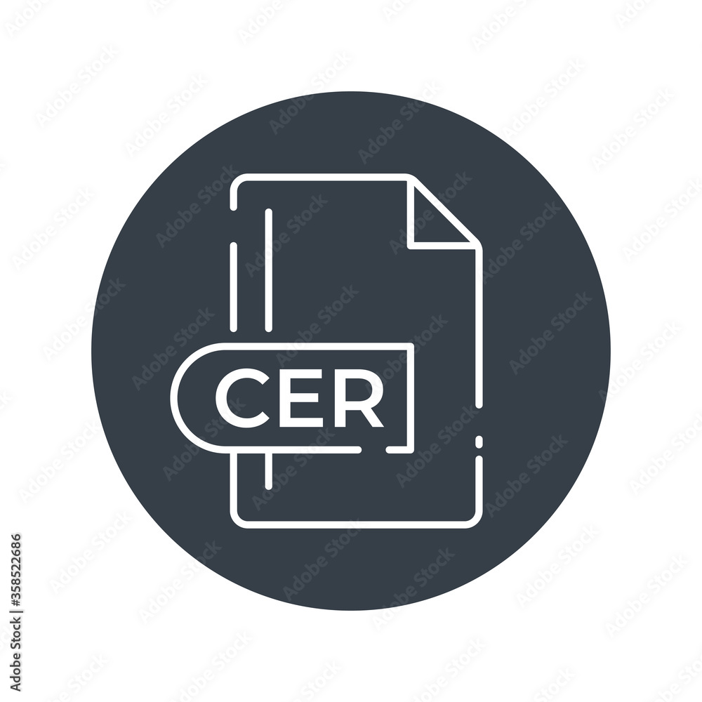 CER File Format Icon. CER extension filled icon. CER File Format Icon. CER extension filled icon.