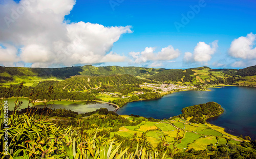Sete Cidades green and blue lakes in the Azores, Portugal