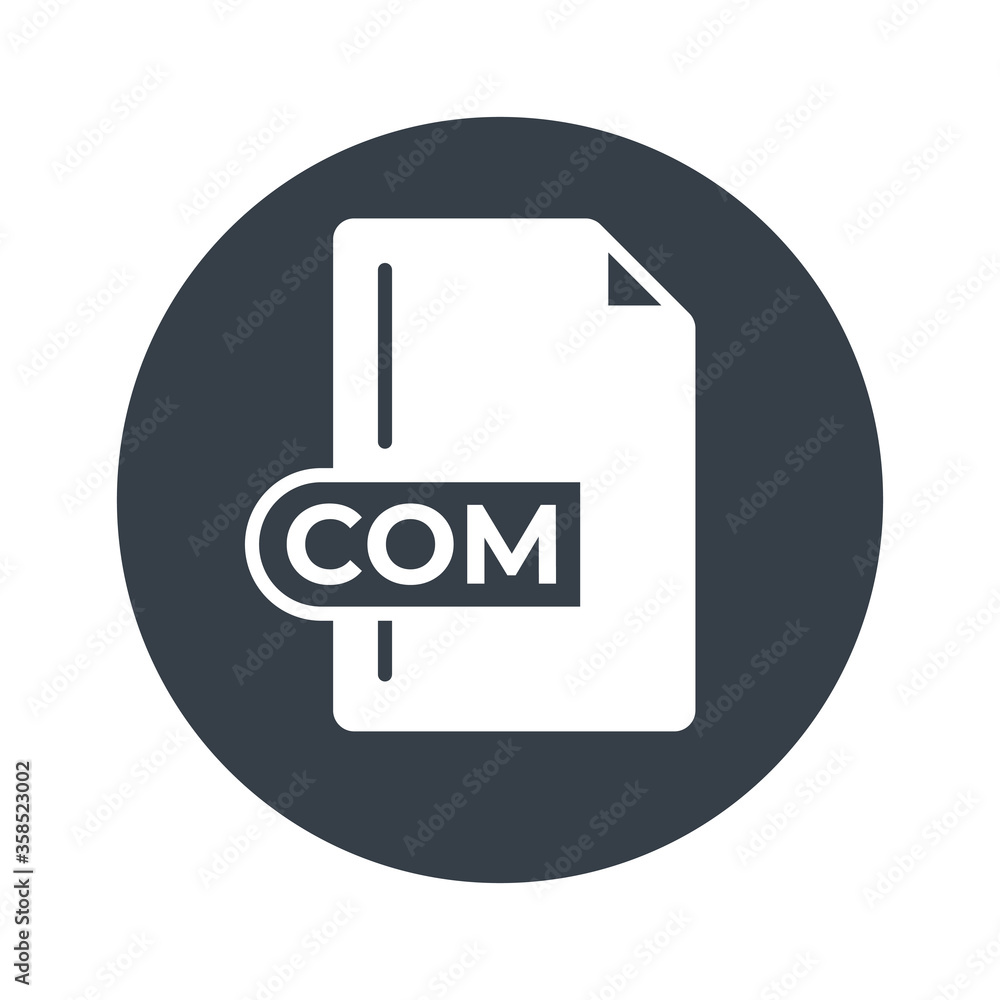 COM File Format Icon. COM extension filled icon. COM File Format Icon. COM extension filled icon.