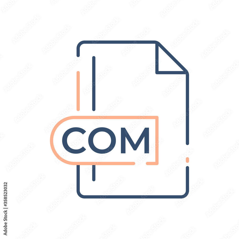 COM File Format Icon. COM extension line icon. COM File Format Icon. COM extension line icon.