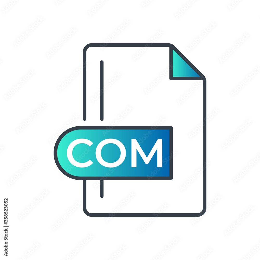 COM File Format Icon. COM extension gradiant icon. COM File Format Icon. COM extension gradiant icon.