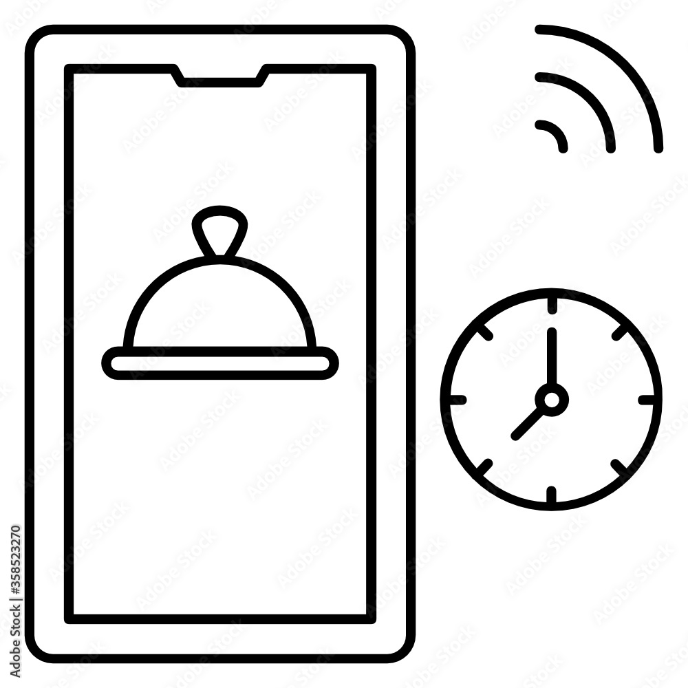 Online Food Menu and Delivery Time Lapse Concept Vector Icon Design, Coronavirus contactless food delivery symbol on white background, Touchless Snacks Delivery Sign, 