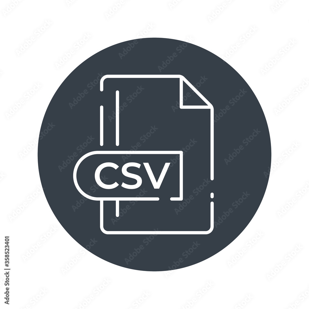 CSV File Format Icon. CSV extension filled icon. CSV File Format Icon. CSV extension filled icon.
