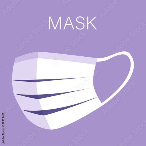 Mouth guard, Mask, Medicine, icon. Vector flat illustration.