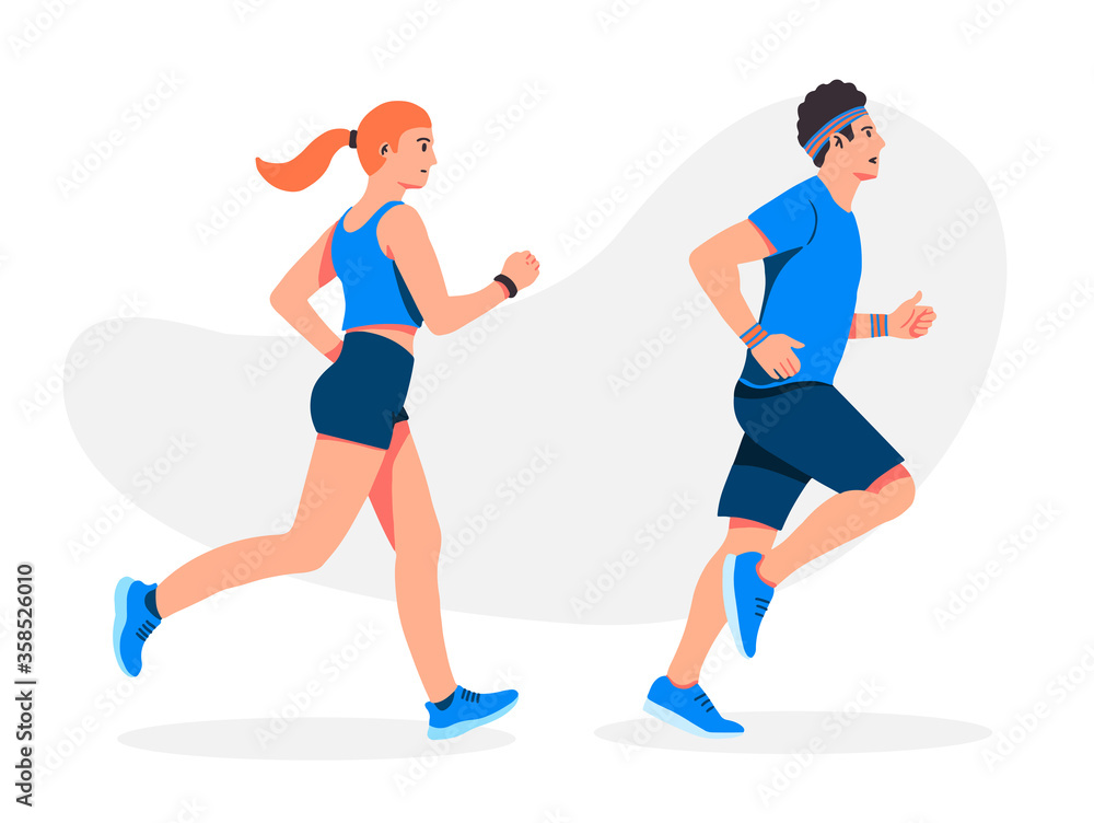Man and Girl Running Vector illustration