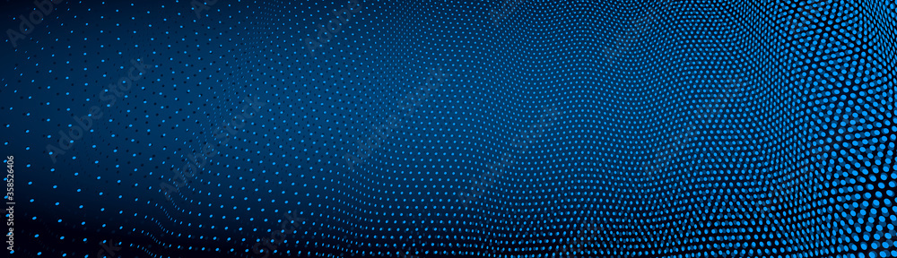 Vector abstract dark blue dotted background with dimensional perspective, technology and science theme, big data flow, geometric 3D design. Vector abstract dark blue dotted background with dimensional perspective, technology and science theme, big data flow, geometric 3D design.