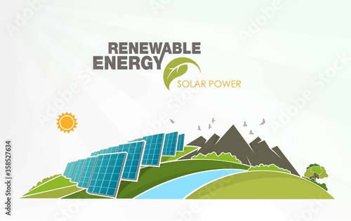 renewable energy infographics with elements of the water of the sun wind and earth photo