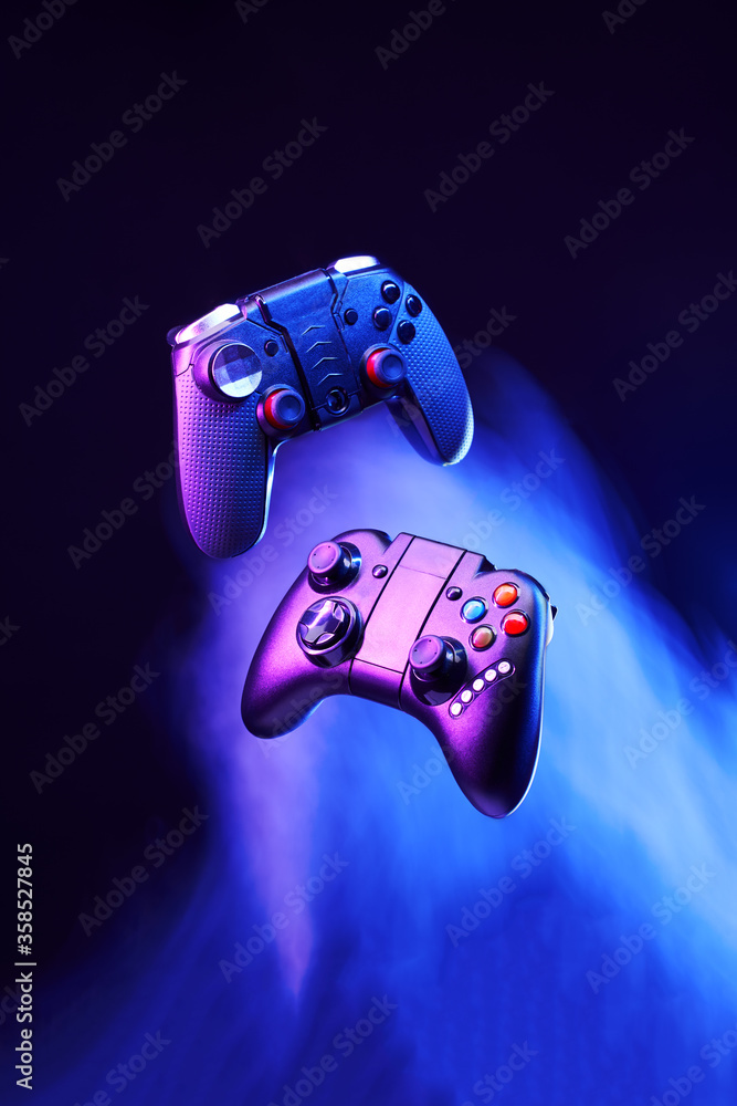 Levitation of two controller joysticks.