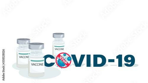 Vaccine bottles, isolated. Medical vector Illustration, poster antiviral vaccine in flat style. 