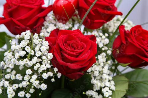 Fragments of a floral bouquet with beautiful roses