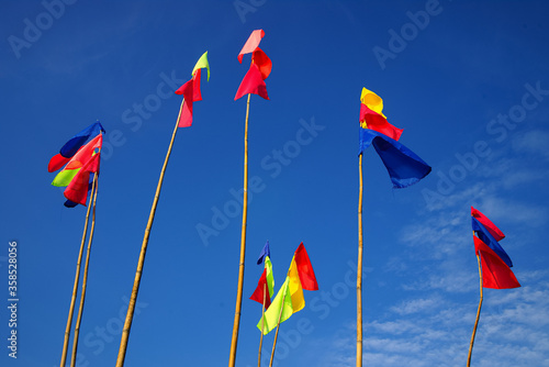 low angle view of flag against sky