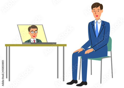 男性応募者のリモート面接
