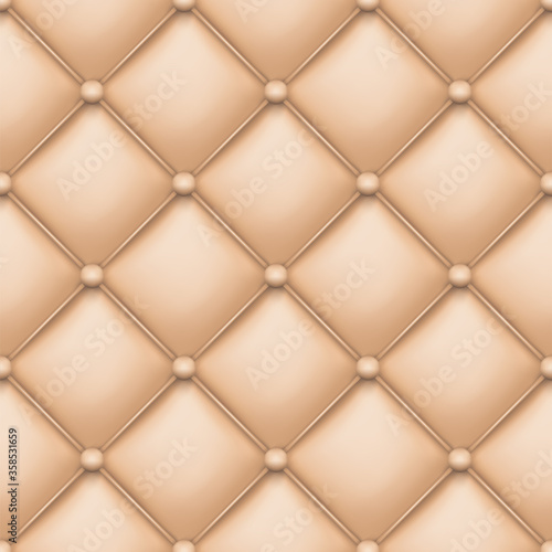 Yellow matte leather texture seamless pattern. Background upholstery rich and luxury sofa. Vector abstract antique illustration. Close-up.