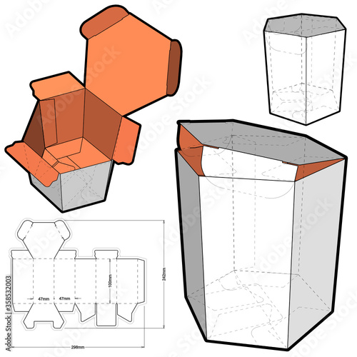Hexagonal self asembly and Die-cut Pattern. The .eps file is full scale and fully functional. Prepared for real cardboard production.