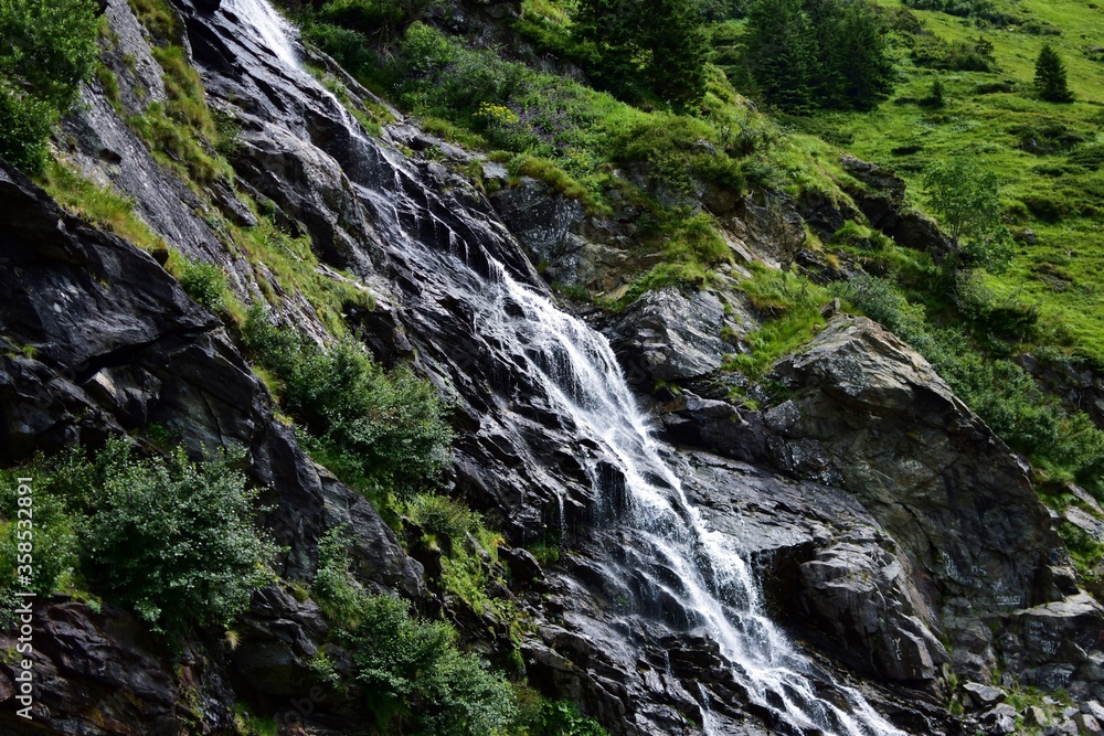 Obraz premium waterfall in the forest. running water in the mountains