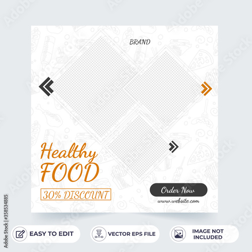 Social media instagram post and stories template for food promotion simple banner frame. photo