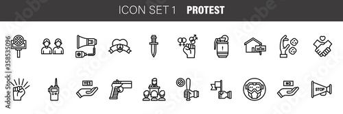 Simple Set of Protest Vector Line Icons. Contains such Icons as Protest, Strike and more.
