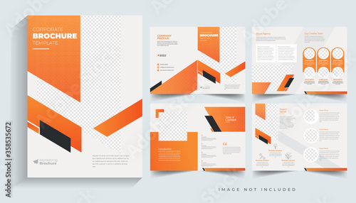 Elegant brochure template layout design, minimalist business profile template layout, 16 pages brochure, annual report minimal template layout design, multipage brochure template layout.
