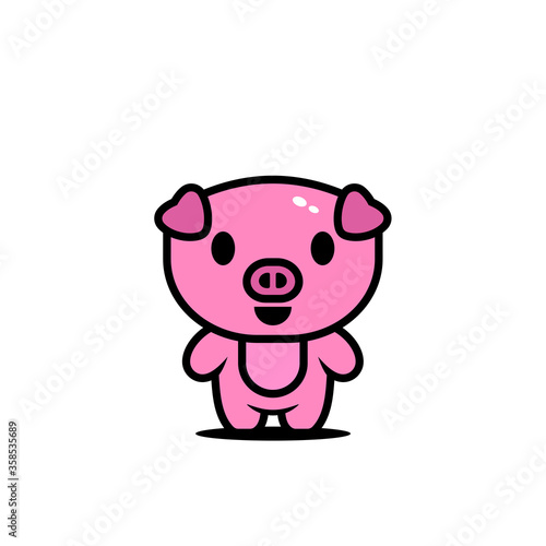 cute pig character vector