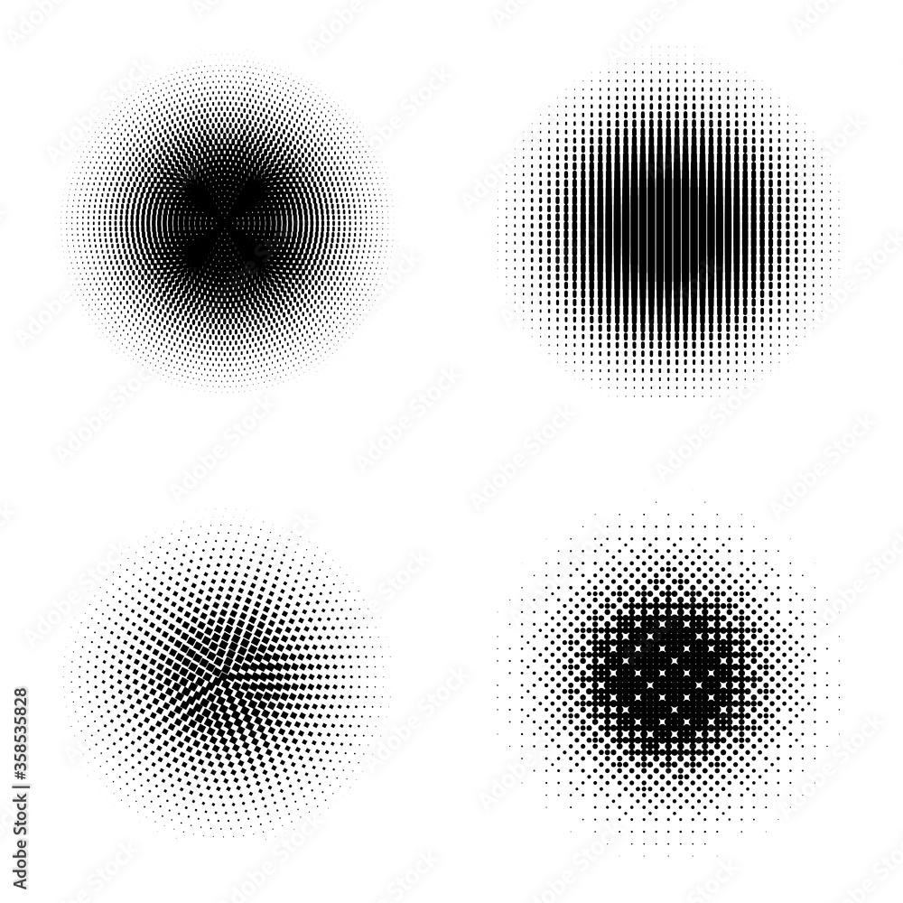 Halftone black circles. Dot pattern. Design elements.Vector illustration.