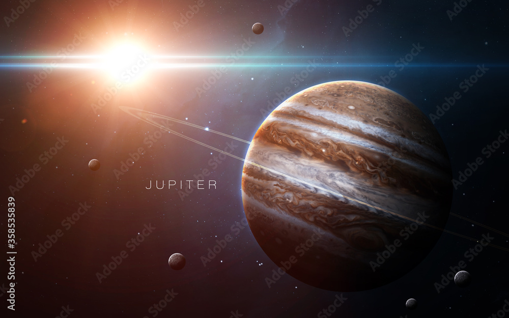 Jupiter - High resolution. Science 3D illustration of space. Elements furnished by Nasa