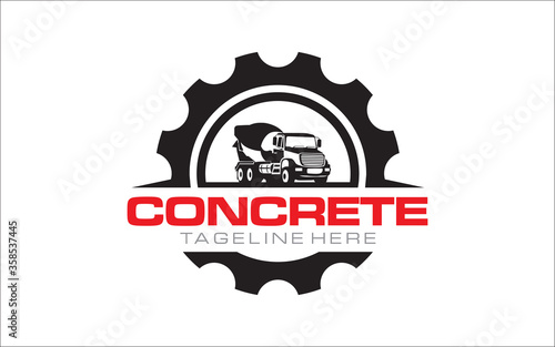 concrete mixer truck logo design