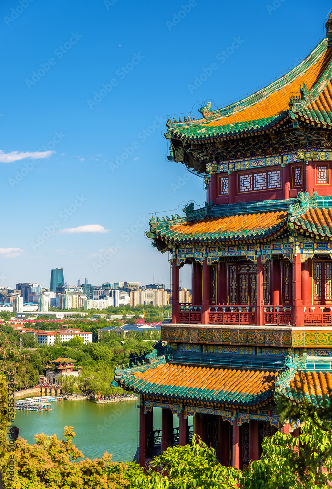 Tower of Buddhist Incense in the Summer Palace - Beijing - obrazy, fototapety, plakaty 