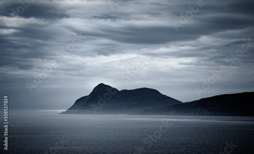 Moutain island in water