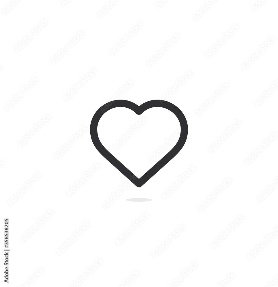 Heart vector icon. Love symbol. Valentine's Day sign, emblem isolated on white background. Outline heart icon. Health icon. Heartbeat sign.