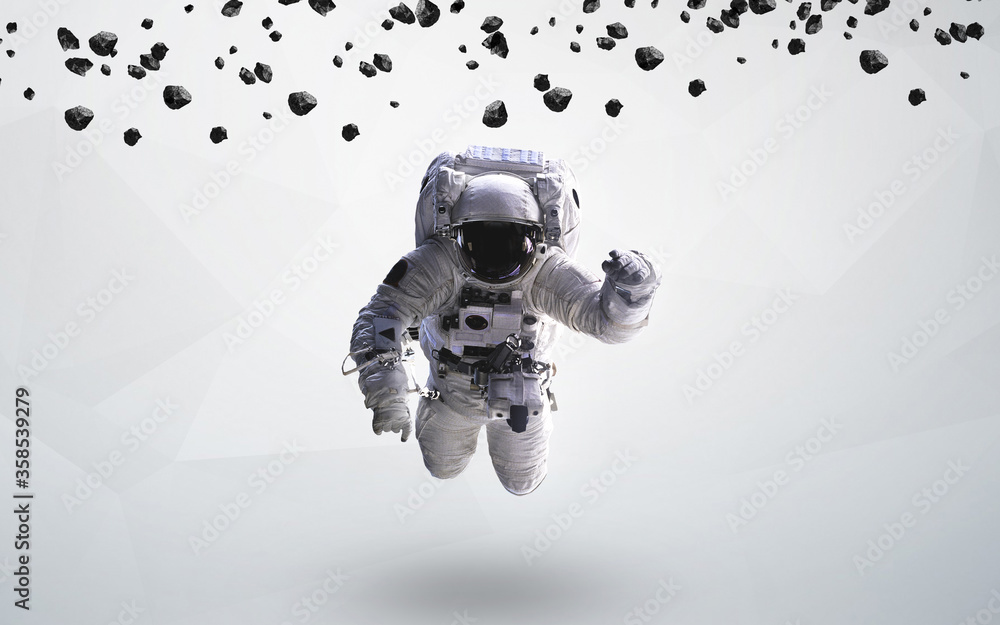 Astronaut in outer space art. Science 3D illustration of space. Elements furnished by Nasa