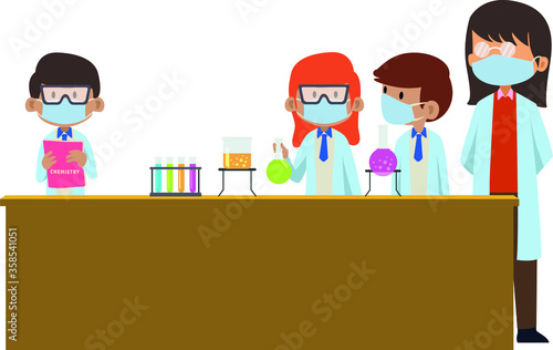 Students are learning chemistry in chemistry class