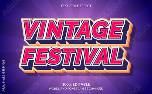 Editable Text Effect, Vintage Festival Text Style